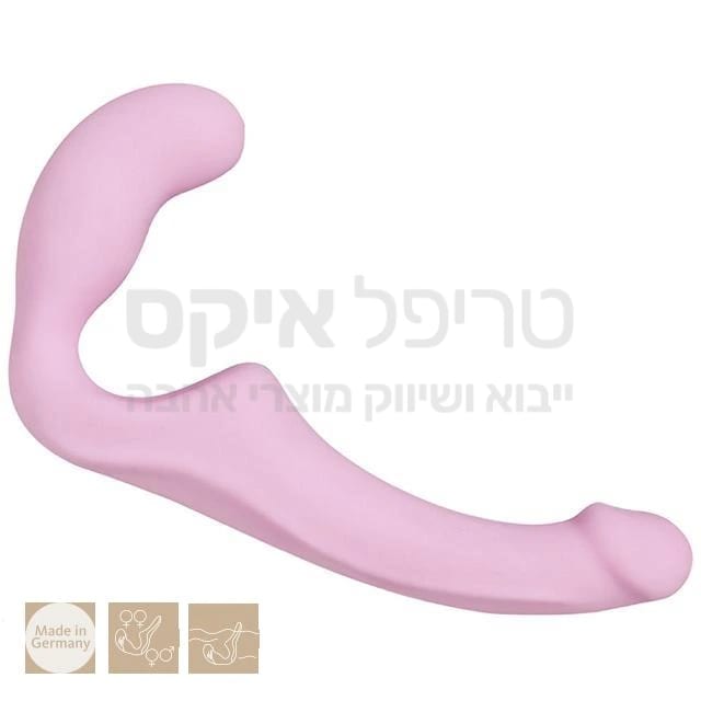 SHARE - לחלוק את הכיף.. דילדו כפול לזוגות ללא רצועות (מוגן בפטנט). בניגוד לסטרפאון המצריך שימוש ברצועות (ר' המחשה בתמונה), שר מאפשר חיבור מושלם באמצעות החדרתו לשני הצדדים: החודר והנחדר. מאפשר מגע ייחודי, אינטימי וקרוב ללא הרצועות האופייניות בדרך כלל, להחדרה וגינלית או אנאלית.. עשוי סיליקון היפואלרגני גמיש, המגיע מהר לטמפרטורת הגוף. המוצר על כל חלקיו מיוצר בגרמניה.